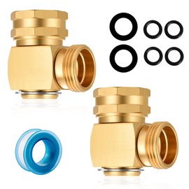 YELUN Garden Hose Swivel elbow Connector 90 Degree Solid Brass Pipe Fittings Hose Kink Protector (2 Pack) | YELUN