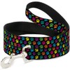 Buckle-Down Pet Leash - Paw Print Black/Multi Color - 4