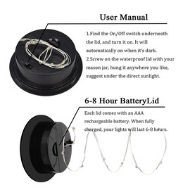 Miaro Luces solares para tarro con percha de ropa, paquete de 6 10 luces LED impermeables de color blanco cálido (sin tarros), perfectas para jardín, terraza, patio, fiesta, boda y iluminación decorativa de Navidad