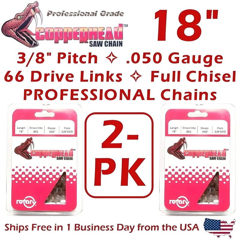For STIHL COPPERHEAD 2-Pk 18" FULL CHISEL PRO Chains for
