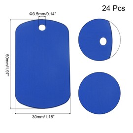 MECCANIXITY 24 Pack Rectangle Aluminum Blank Tags 50 x 30 x 1mm Engraving Stamping Blanks Metal Blanks Label for DIY Jewelry Stamping Tools, Blue