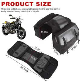 Ohleats Large Capacity Motorcycle Side Panniers, Durable & Foldable Canvas Two Side Saddlebags, Black