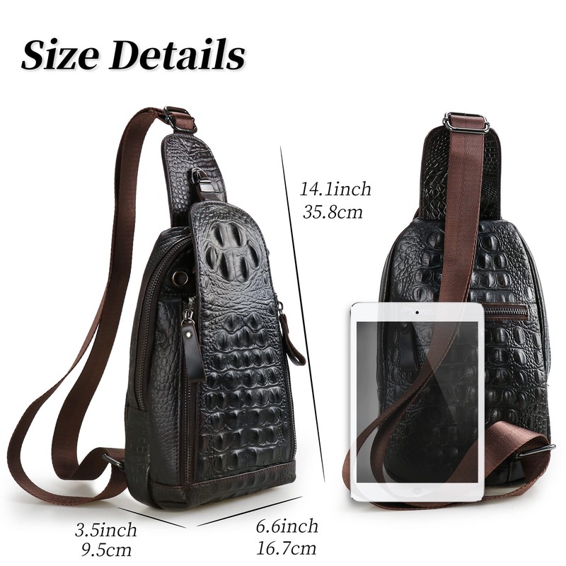 Genuine Leather Men's Sling Bag Shoulder Backpack Shoulder Bag Chest