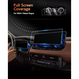 CDEFG 2PCS Tempered Glass for 2024 2025 2026 Nissan Rogue Screen Protectors, 12.3" Touchscreen & 12.3" Digital Gauge Cluster Accessories