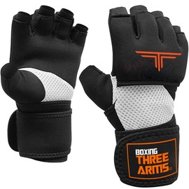 THREE ARMS Boxing Bandage (Extra Large) with Shock Absorbing Gel Padded Easy Wrap (Kickboxing, Martial Arts, etc) Inner Supporter Gloves for Men Women Kids Easy Game Three Arms