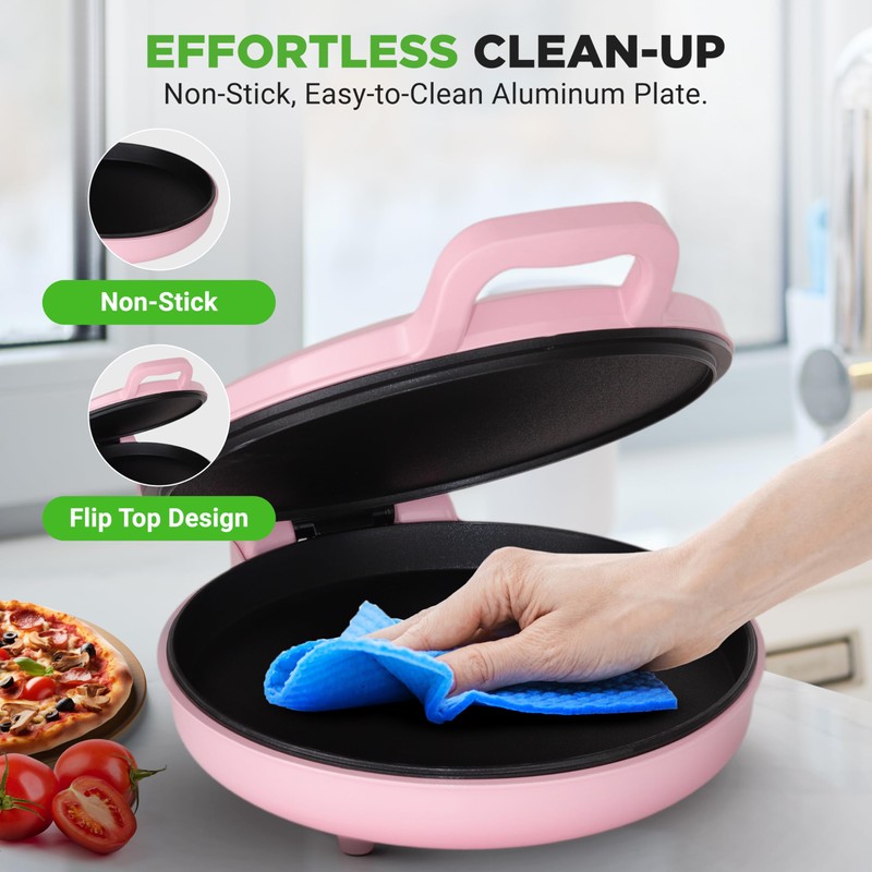 NutriChef Countertop Pizza Maker | 1500W Non-Stick Electric Pizza Cooker