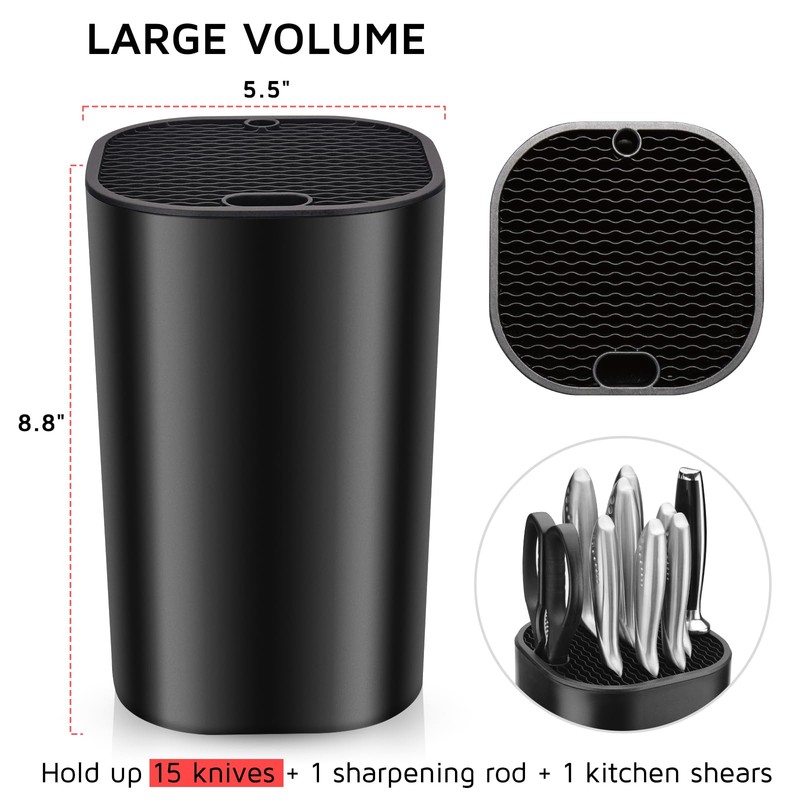 Universal Knife Block for Kitchen, WELLSTAR Knife Holder without Knives,