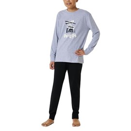 Schiesser Boy's Schlafanzug Set lang - 100% Organic Bio Baumwolle - Größe 140 bis 176 Pajama Set, grau-mel._181994,