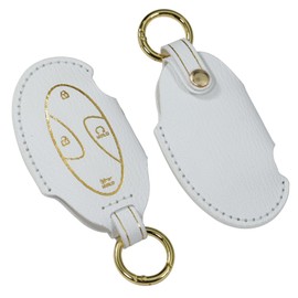 TECART genuine cowhide leather Key Fob Cover with Keychain Fit for Hyundai Grandeur Ioniq 6 KONA 2023 Key Case Cover Key Shell Holder 5 Button White