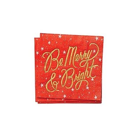 RIFLE PAPER CO. Cocktail Napkins | Set of 20, Disposable Hand Napkins for Christmas and Holiday Parties, Everyday Paper Napkins with Festive Designs, Printed in Full Color, Be Merry & Bright