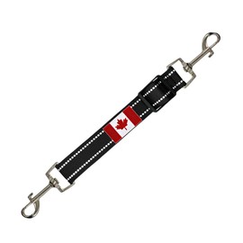 Pink Dog Collar Safety Clip Connector with Canada Maple Flag Patch,15 inch Adjustable Canadian Strap Clip for Harness,Clasp Rope for Pet Cat Traning Travel Walk (Black)