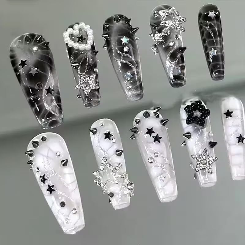 NAIL ANGEL Nail Studs Set, Punk Cone Square Studs Accessories,