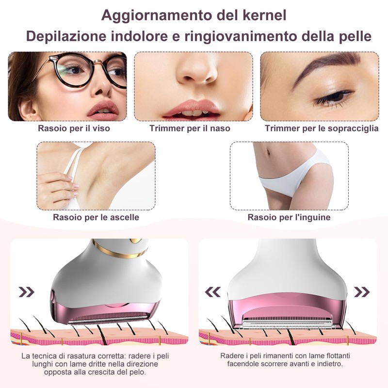 OHFAMO Rasoio Elettrico Donna 4 in 1, Rasoio Intimo e