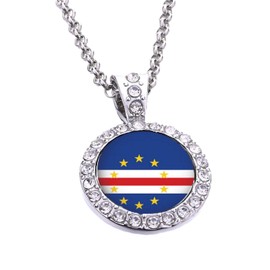 PJ4U Cape Verde Silver Colour Necklace With Diamante Pendant And Gift Box