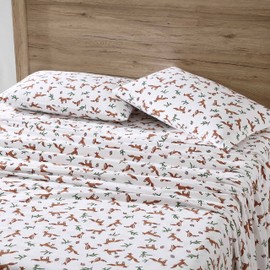 Eddie Bauer- Twin XL Sheet Set, Warm Breathable Cotton Flannel Bedding with Deep Pockets, Brushed for Extra Softness, Cozy Home Decor, Oeko-Tex Certified (Fox Trail Orange, Twin XL)