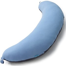 BYRIVER 43" Long C Shaped Body Pillow for Adults Men Women, Side Sleeper Body Pillow for Neck Shoulder Back Pain, Cooling Pregnancy Pillow, Blue Black Washable Pillowcase Cover (XL)