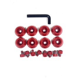 Ballistic Jester 814 Gloss Red Trim Short Bolt Cone Washer 8 PCS Kit + Hardware