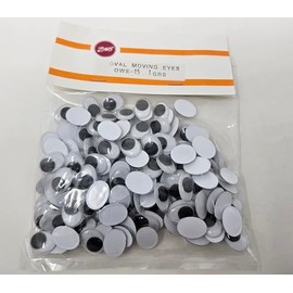 Zim's 15mm Oval Paste-On Glue-On Moving Wiggle Googly Plastic Eyes for Craft Dolls or Puppets (Pack of 144)