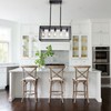 Lanhall 5-Light Kitchen Light Fixtures Black Farmhouse Chandelier Rectangular Dining