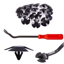 FEBRYTOLD Hood Insulation Retainer Clips - 40 Pcs Hood Insulation Retainers for Jeep Chrysler Dodge Ram Replace OEM 4878883AA LH LHS Nylon Clip with 1 Pcs Plastic Fastener Remover