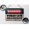 Tin Sign Saying 18 x 12 cm Warning Women Cave