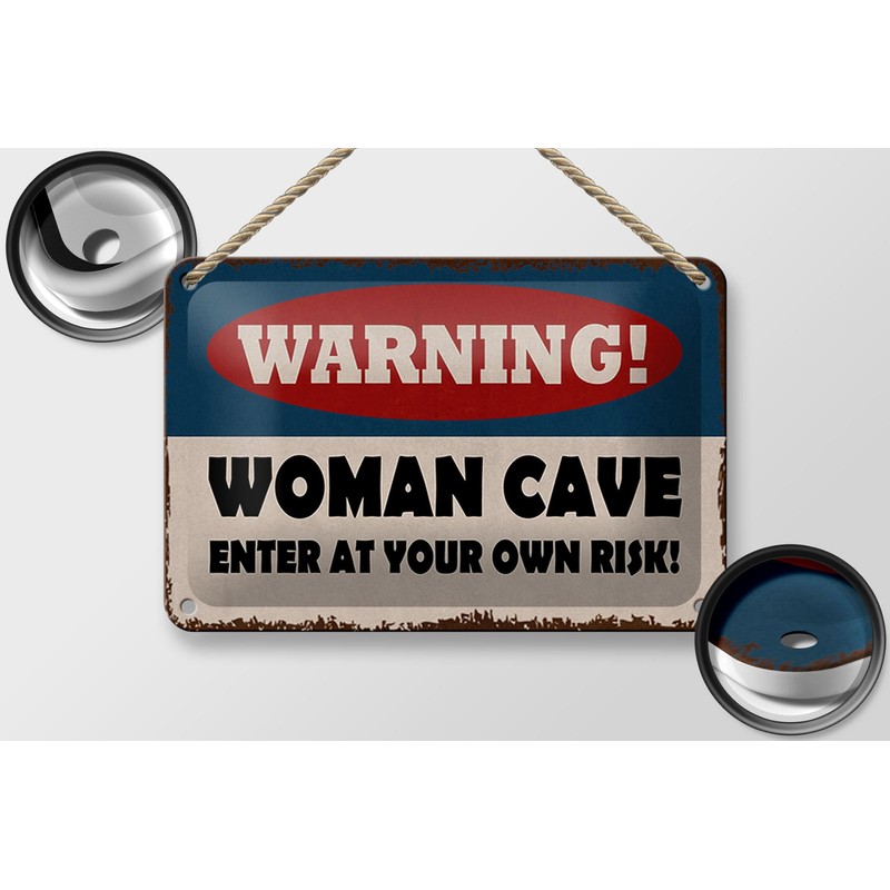 Tin Sign Saying 18 x 12 cm Warning Women Cave