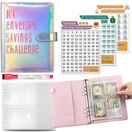 100 Envelope Money Saving Challenge  Budget Binder with Cash Envelopes | Upgraded Finance Organizer for Savings Goals | Personal Finance & Budgeting Hack #MoneySavingChallenge #BudgetGoals #FinancialOrganizer:_Silver Pink