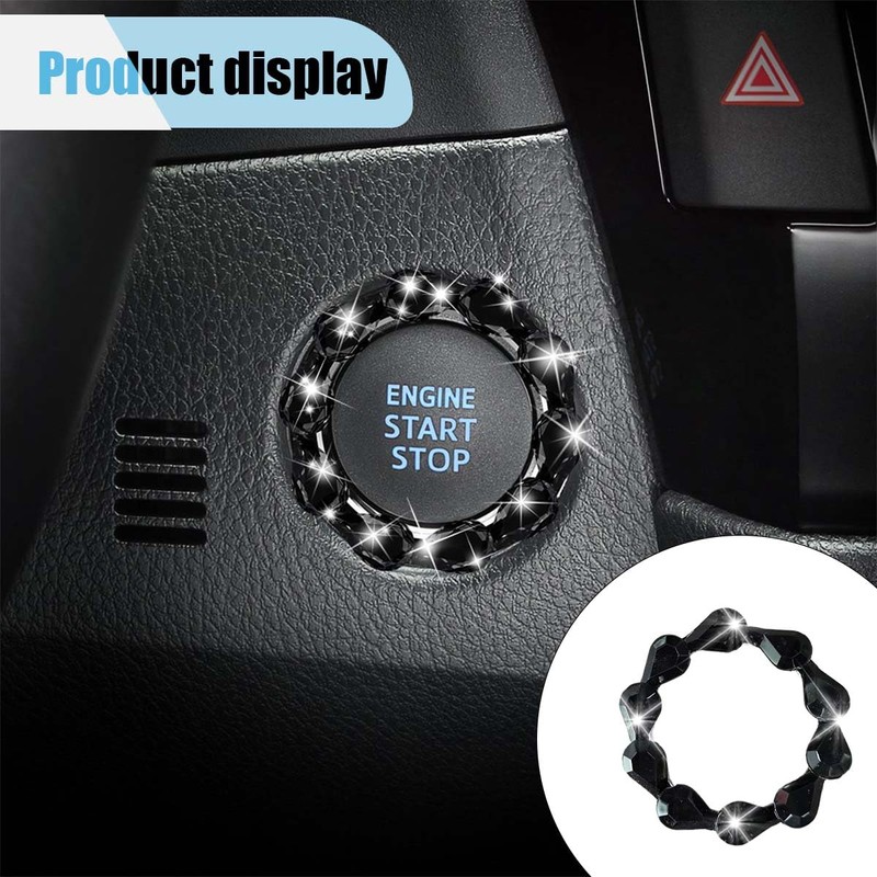 Bling Car Engine Start Stop Button Decoration Ring, Crystal Push