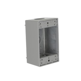 Hubbell Bell 5324-0 Single-Gang Weatherproof Box Three 3/4 in. Threaded Outlets, Gray Finish