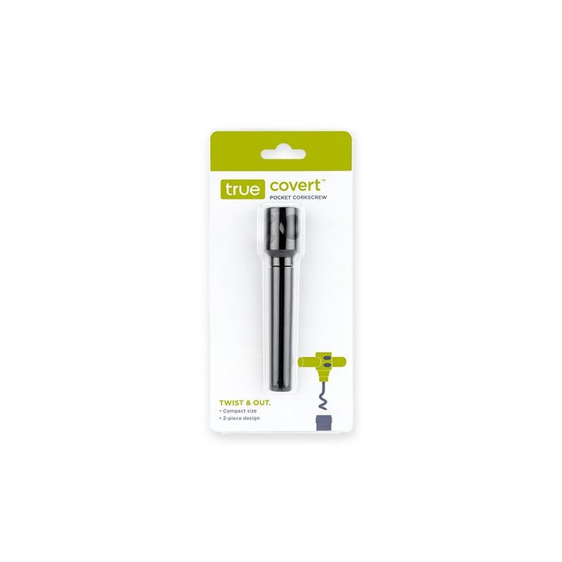 True Bar Tool Covert: Pocket Corkscrew, Black, 1 Count