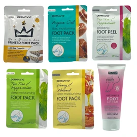 Deep Moisturising Foot Packs Mask Peel & Intensive Foot Cream (6 Pack)