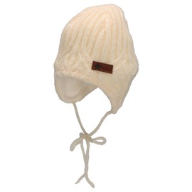 Sterntaler Girls Knitted Hat Leaf Pattern Hat, ecru