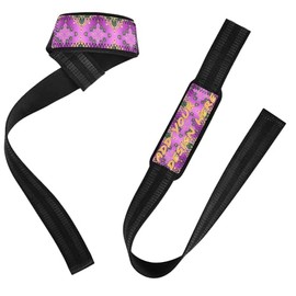 Muñequeras personalizadas con patrón bohemio y morado y correas de elevación de 26 pulgadas, antideslizantes, personalizables, para levantamiento de pesas, culturismo, soporte de entrenamiento de