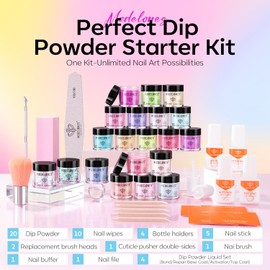 Modelones Dip Powder Nail Kit, 20 Colors Summer Pink Purple Blue Macaron Pastel Dipping Powder Liquid Set Base&Top Activator for French Nail Art Salon DIY Manicure Starter Kit