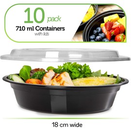 [10-Pack] Airtight Meal Prep Containers Reusable - BPA-Free Plastic Food Containers with Lids - Microwavable Freezer Dishwasher Safe - Takeaway Lunch Box - Batch Cooking Containers - Food Trays
