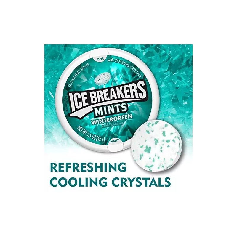 Ice Breakers Mints, Wintergreen, Sugar Free, 1.5 Ounce (8 Count)