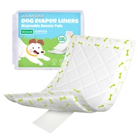 Jollywoods Dog Diaper Liners 150Pcs, Disposable Diapers Inserts for Male & Female Dogs, Booster Pads Fit Reusable Dog Belly Bands, Male Wraps and Period Diapers, Super Absorbent Leakproof (Regular)