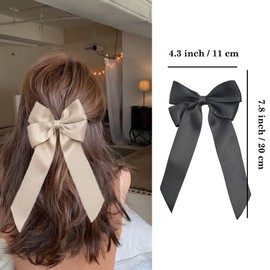SALOCY Pink Bows,Pink Ribbon Bows for Hair Big Satin Bows Pink Hair Accessories Hair Ribbons for Women Hair Design (Black&Khaki)
