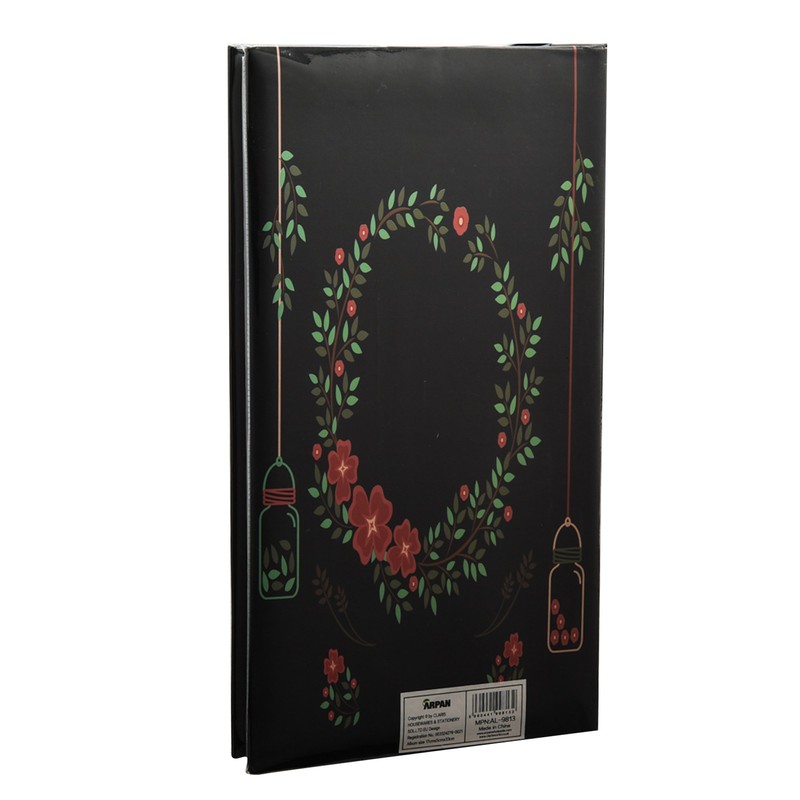 ARPAN 6x4 Designer Photo Album with 300 Pockets, Black Floral,