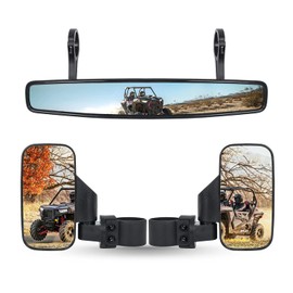 RANSOTO UTV Side Rear View Mirror and Center Mirror For 1.75" Roll Bar Compatible with Polaris RZR 900 1000 Turbo PRO XP, Honda Pioneer 1000, Yamaha Rhino, Kawasaki Teryx, Can-AM Maverick