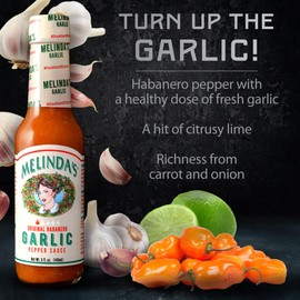 Melinda’s Garlic Habanero Hot Sauce - Gourmet Garlic Hot Sauce - Spicy Garlic Sauce Made with Habanero Peppers, Garlic, Carrots, & Onion - Keto, Kosher, Vegan, Gluten Free Hot Sauce - 5oz, 4 Pack