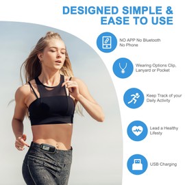 AMIR 3D Pedometer for Walking, Step Counter with LED Backlight, Step Tracker with Removable Clip Lanyard, USB Charging, Accurately Step Counter for Walking for Men, Women, Elderly