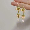 3 Pairs Long Flower Dangle Earrings for Women,Flower Tassel Earrings,Pearl