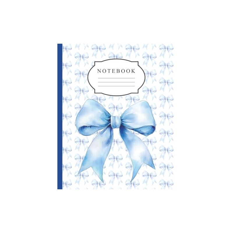 Blue Coquette Bows Composition Notebook: Aesthetic Wide Ruled Journal for