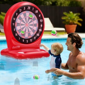 Inflatable Dart Toss Pool Toy Set, Giant Pool Game for Kids Ages 8–12, Teens & Adults, Floating Dart Board Water Toy with 4 Balls, Fun Summer Pool Party, Indoor/Outdoor Play