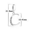 925 Sterling Silver Charm Pendant A to Z Clear CZ