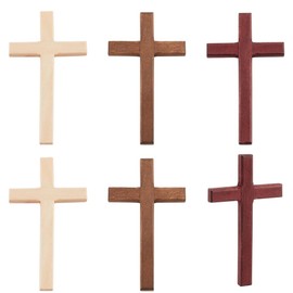 PH PandaHall 6PCS Wooden Cross, 3 Colors Cross Hand Held Prayer Crosses Wooden Home Decor for Christmas Easter Weddings Party Meditation Gift Decoration, 2.74x4.72inch/6.9x12cm
