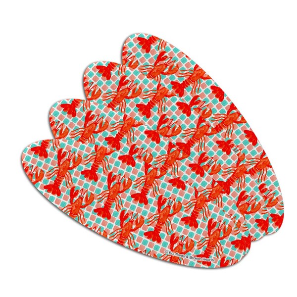 Lobster Tiles Double-Sided Oval Nail File Emery Board Set 4