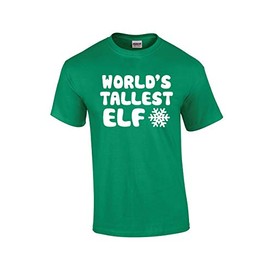 AW Fashions World's Tallest Elf - Funny Elf Christmas Tee Elves Premium Men's T-Shirt (X-Large, Kelly/White)