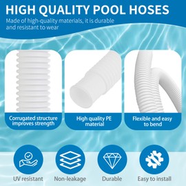 Pool Hose Compatible with Bestway Above Ground Pools, Pool Filter Hose Replacement, 1.25 x 59 Inch Pump Hoses, Compatible with Intex Pump Models 607, 637, 2 Pack 1 1/4 Hoses with 4 Metal Clamps
